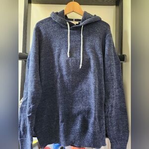 Gap Men's All-Cotton Large Long-Sleeve Sweater Hoodie in Dark Blue